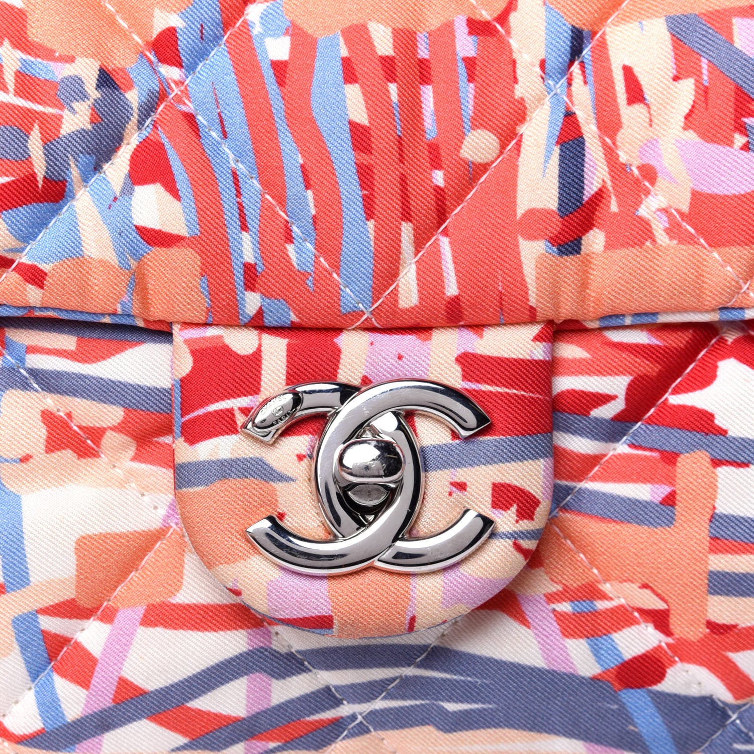 Chanel Foulard Fabric Quilted Printed Large Flap Orange 13 of 13