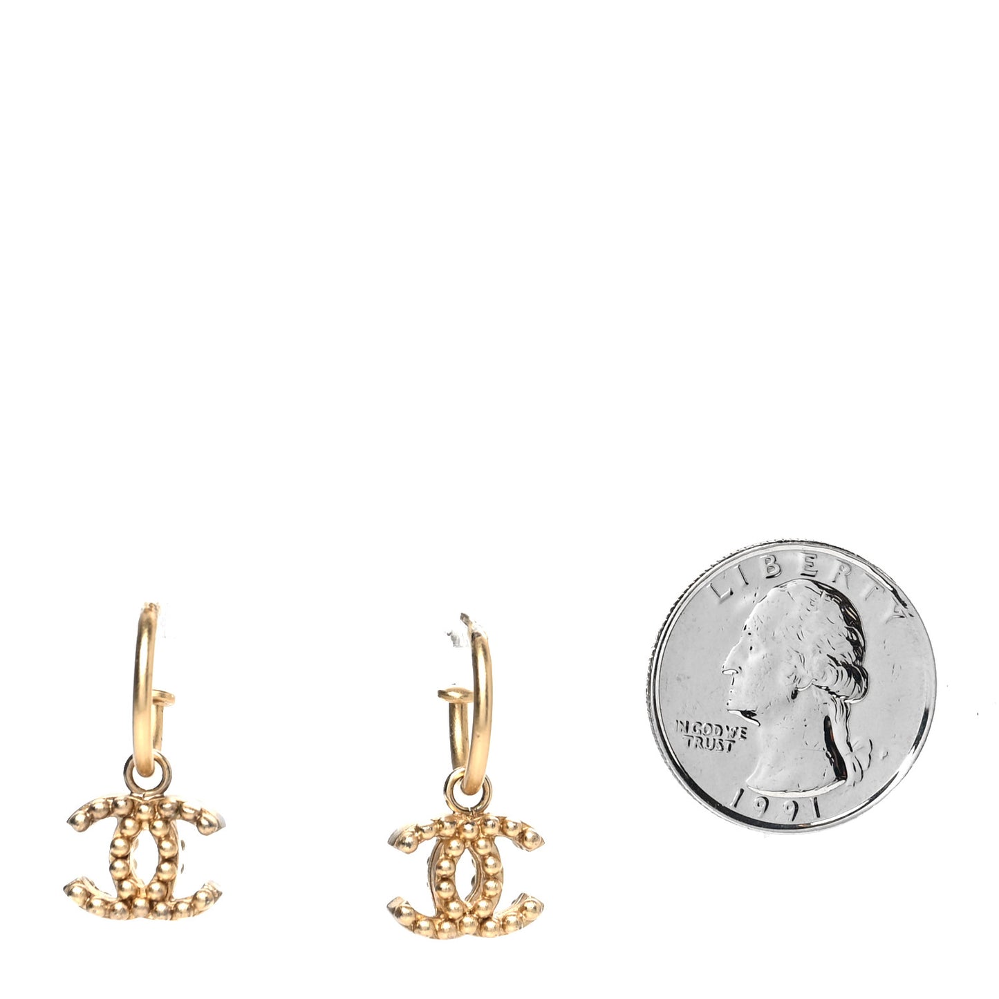 Metal CC Hoop Drop Earring Gold