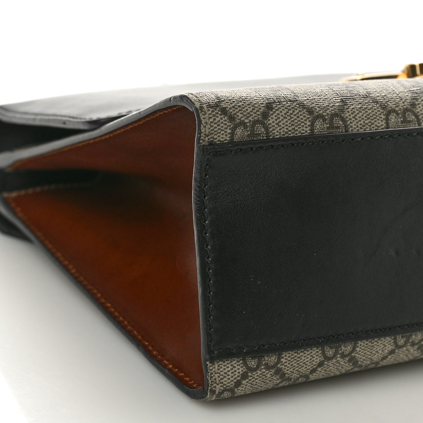 GG Supreme Monogram Calfskin Medium Padlock Shoulder Bag Beige Black Cuir