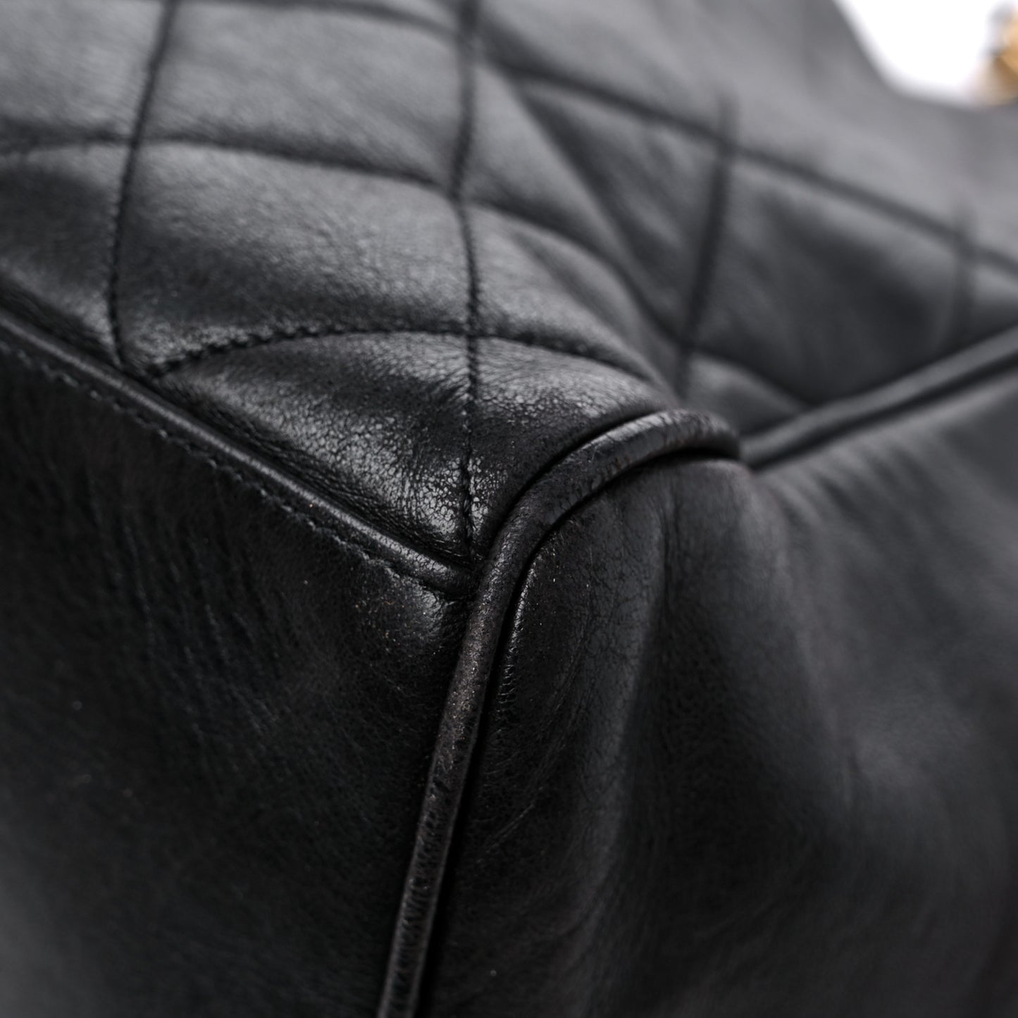 Lambskin Large Quilted Shopping Tote Black