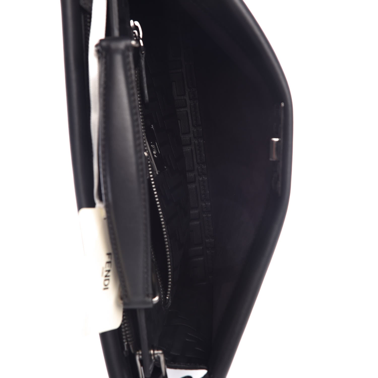 Fendi Vitello Grace FF 1974 Embossed Large Peekaboo Iconic Fit Satchel Black 6 of 8