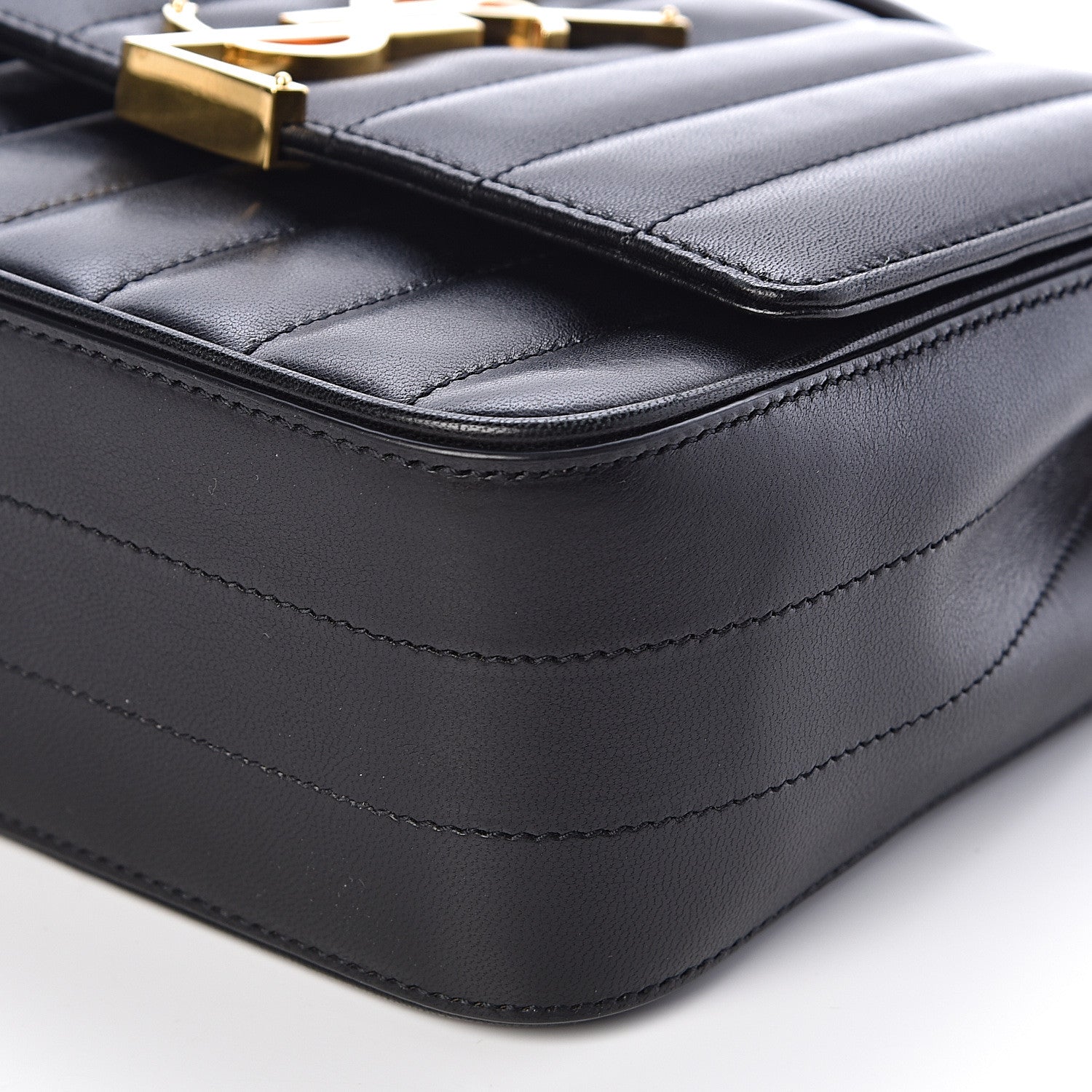 Saint Laurent Lambskin Matelasse Monogram Medium Vicky Chain Bag Black 10 of 10