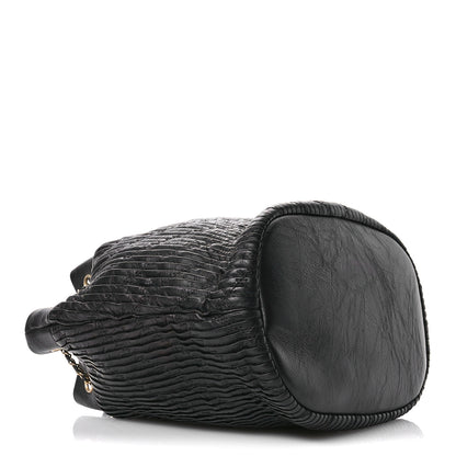 Chanel Iridescent Crumpled Calfskin Coco Pleats Drawstring Bag Black 4 of 10