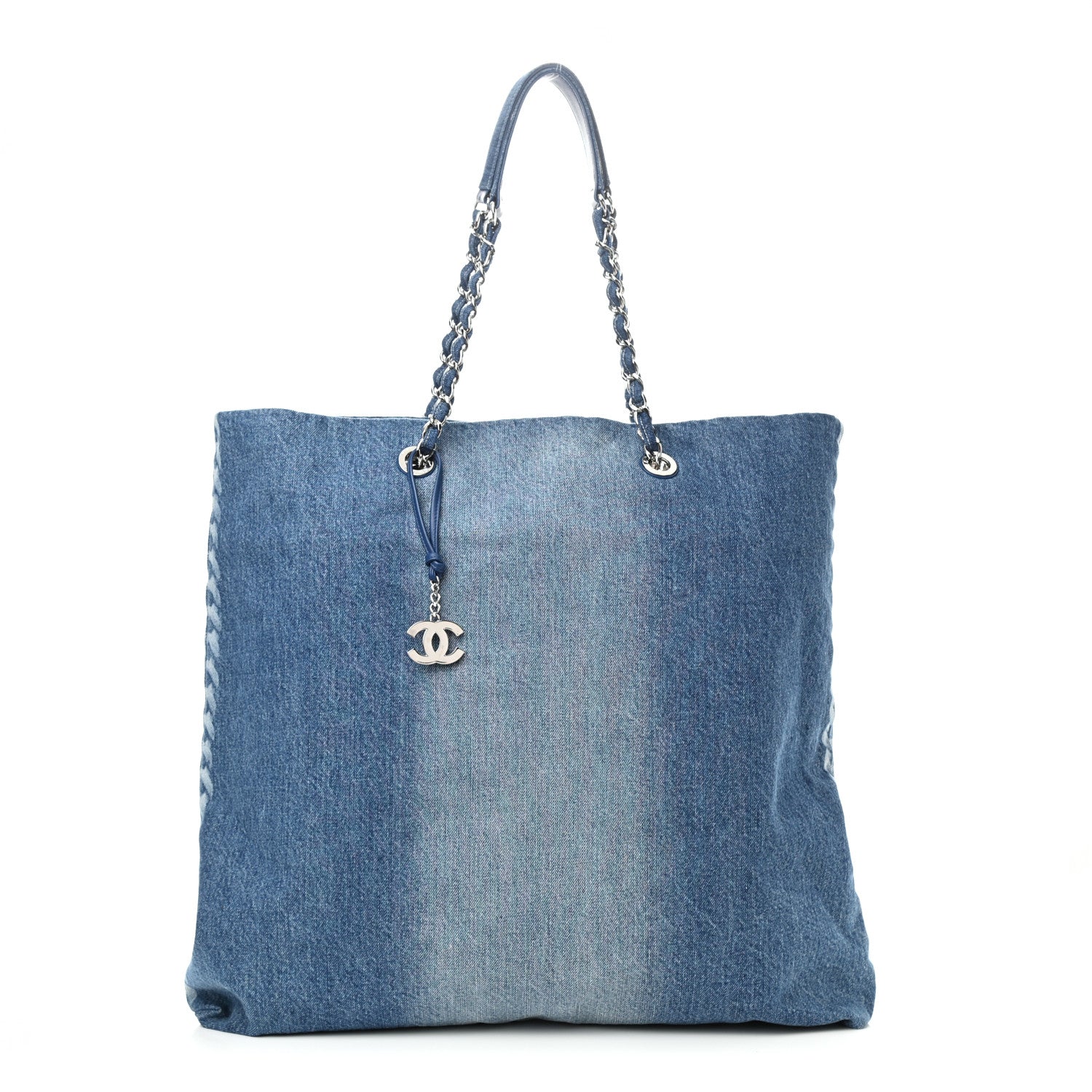 Chanel Denim Printed Shopping Bag Blue 1 of 10