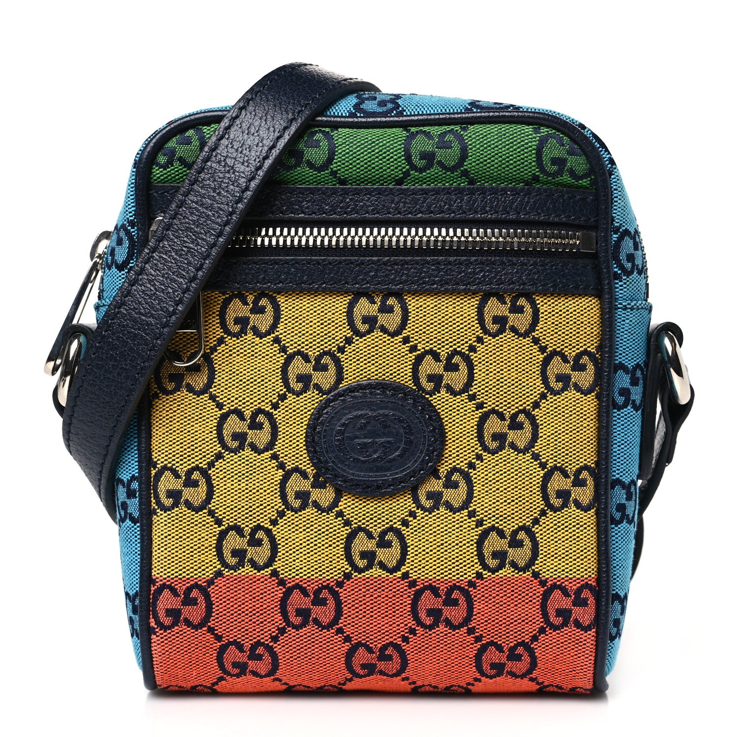 Gucci Monogram Multicolor Mini Retro Interlocking G Messenger Blue Rainbow Light Blue 1 of 9