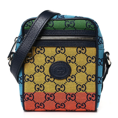 Gucci Monogram Multicolor Mini Retro Interlocking G Messenger Blue Rainbow Light Blue 1 of 9