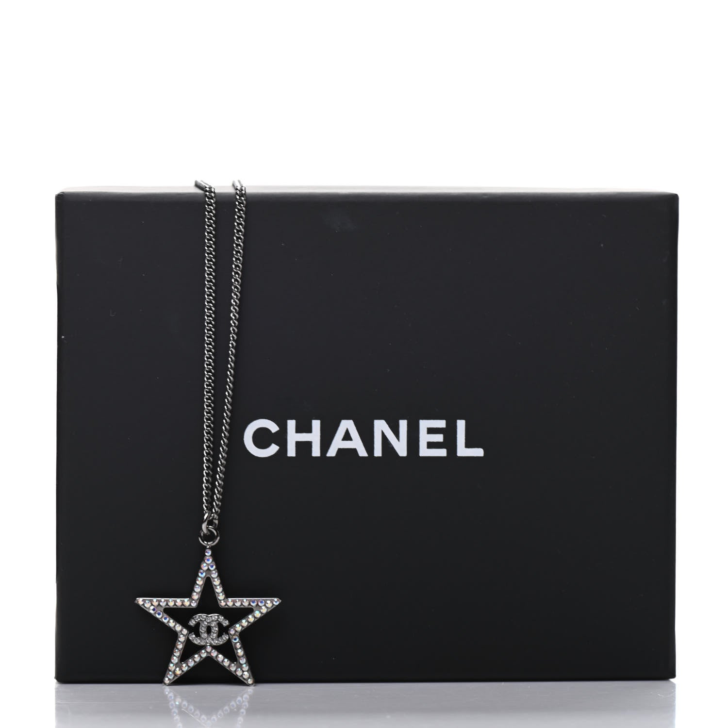 Chanel Ruthenium Crystal Star CC Necklace Iridescent Pink 6 of 6