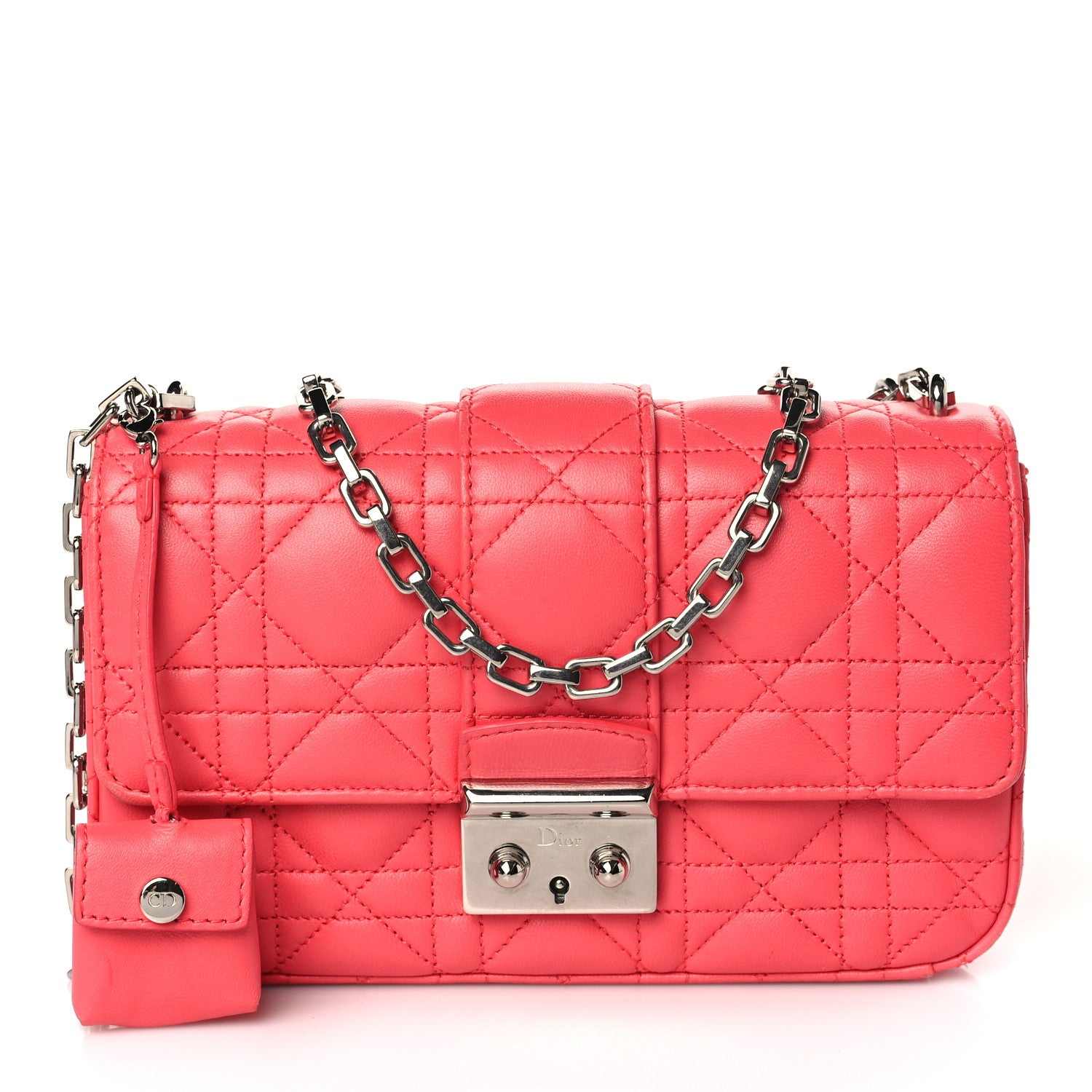 Christian Dior Lambskin Cannage Mini New Lock Pouch Fuchsia 1 of 10