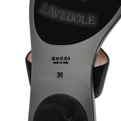 Gucci Calfskin GG Marmont Thong Sandals 38 Black 7 of 8