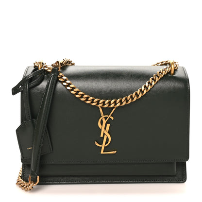Saint Laurent Calfskin Medium Monogram Sunset New Vert Fonce 1 of 9