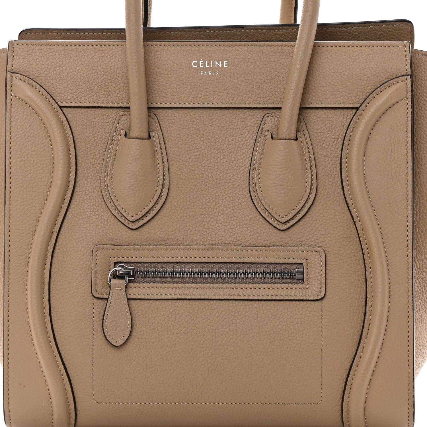 Celine Drummed Calfskin Micro Luggage Dune 8 of 15