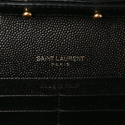 Saint Laurent Grain De Poudre Mixed Matelasse Triquilt Monogram Chain Wallet Black 6 of 8