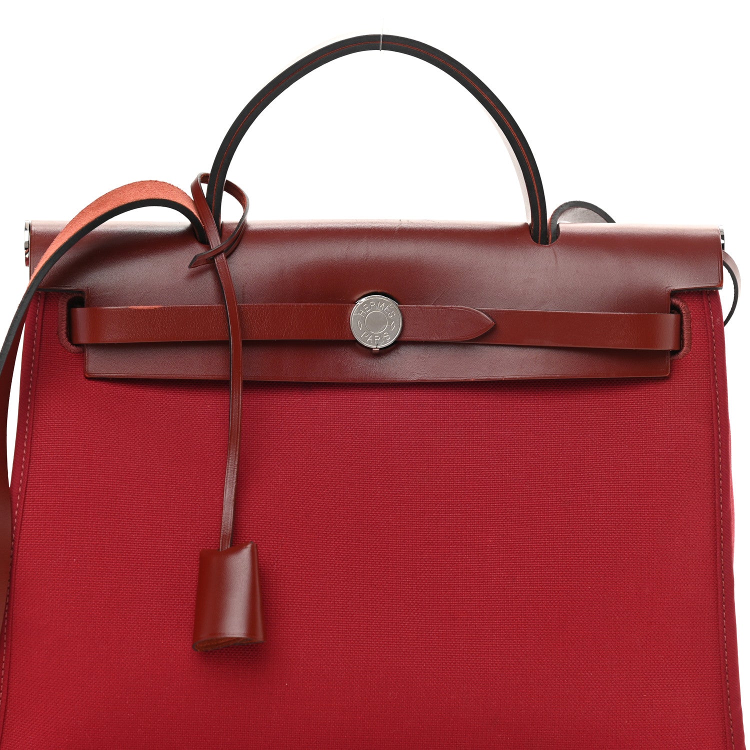 Hermes Military Toile Vache Hunter Herbag Zip 31 PM Rouge Grenat 9 of 15