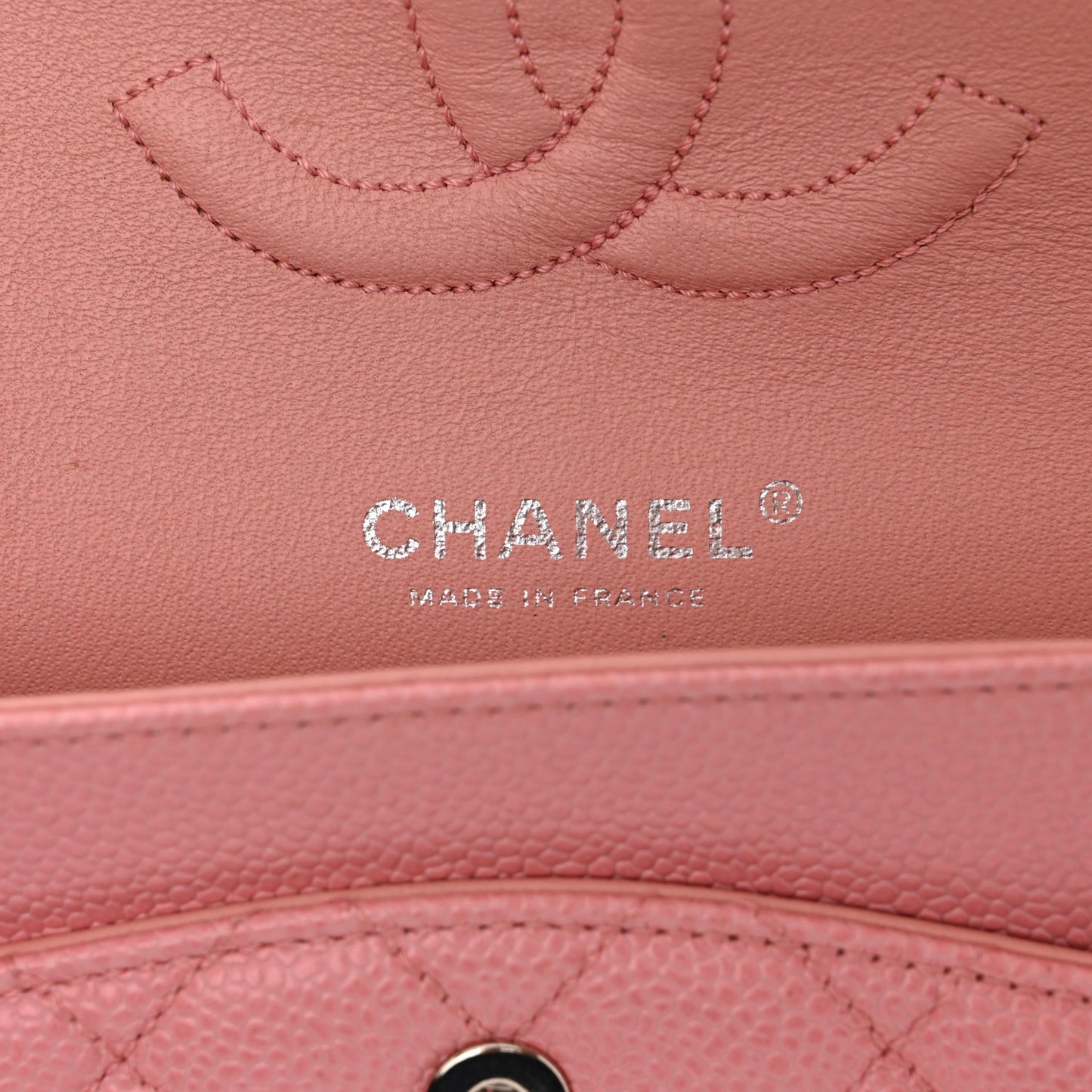 Caviar Quilted Medium Double Flap Pink