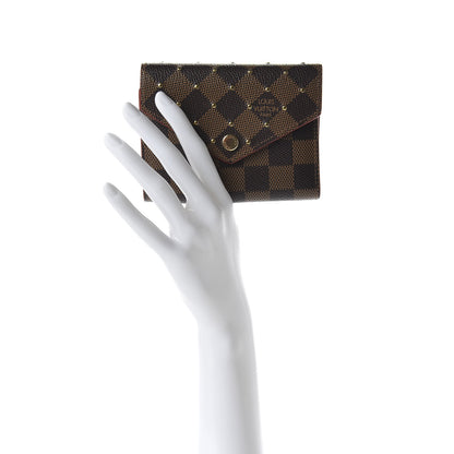 Louis Vuitton Damier Ebene Studded Victorine Wallet Cherry 2 of 7