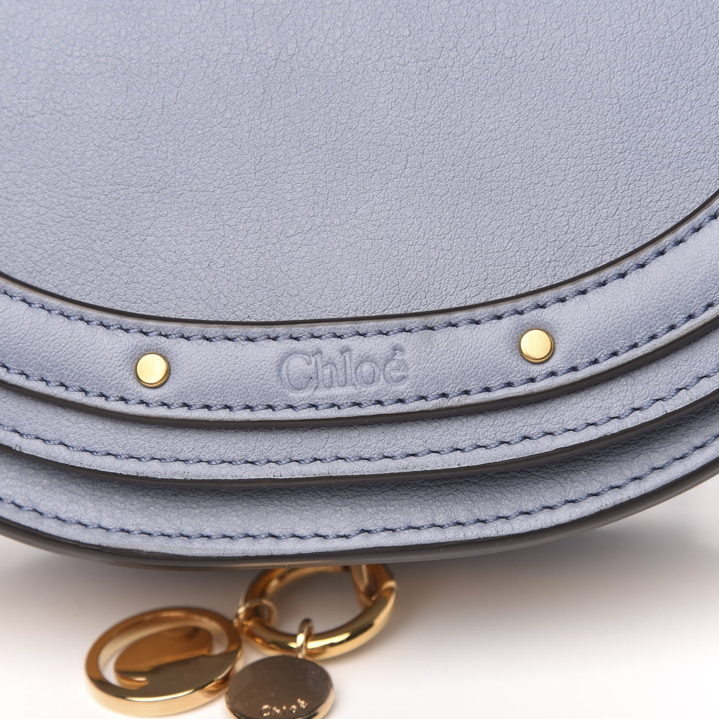 Calfskin Small Nile Bracelet Minaudiere Bag Washed Blue