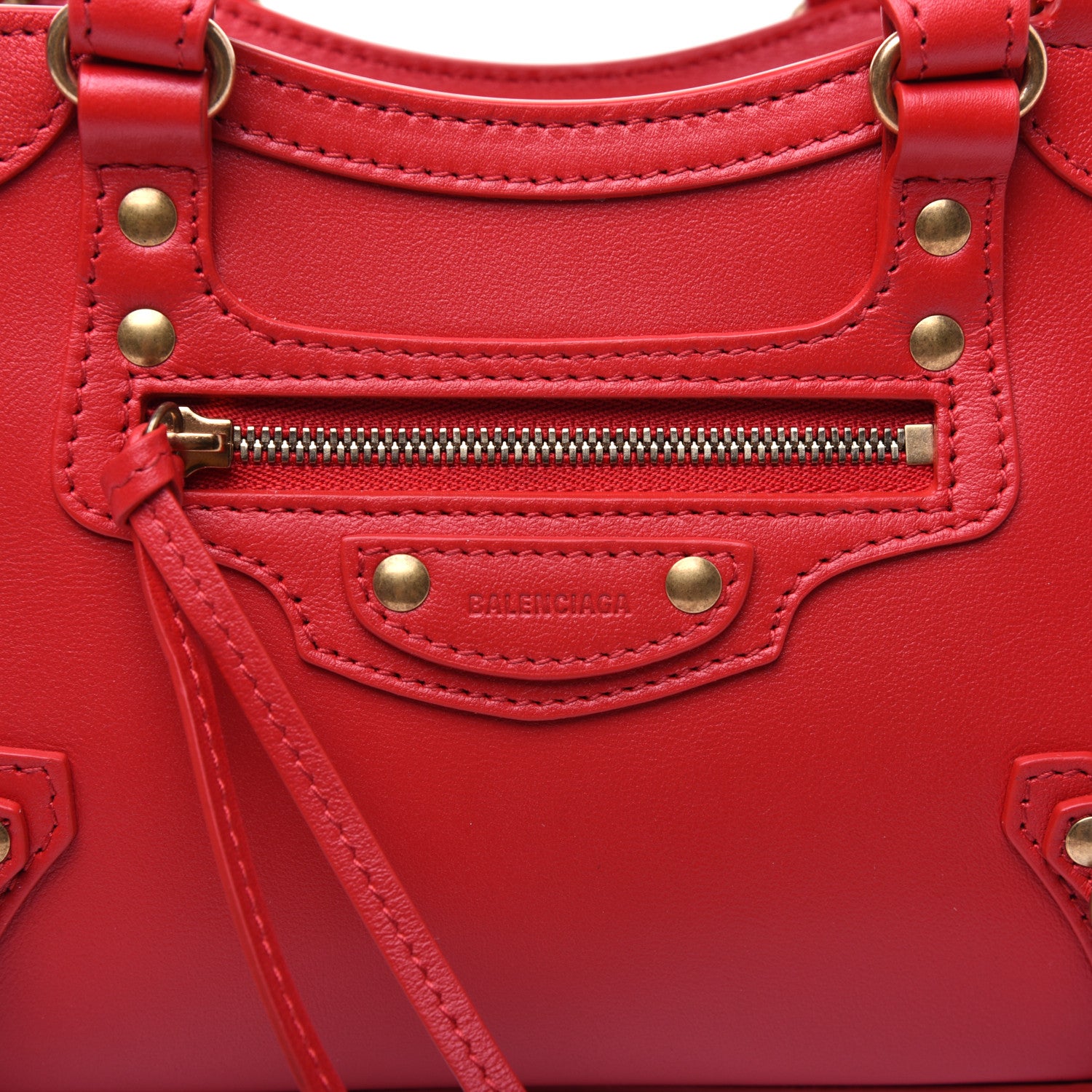 Balenciaga Smooth Calfskin Neo Classic Brass Hardware Mini City Red 15 of 17