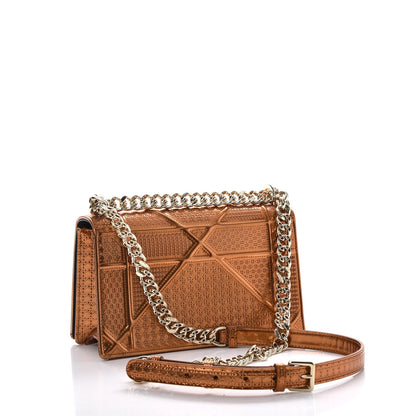 Christian Dior Metallic Patent Micro-Cannage Small Diorama Flap Bag Orange 3 of 8