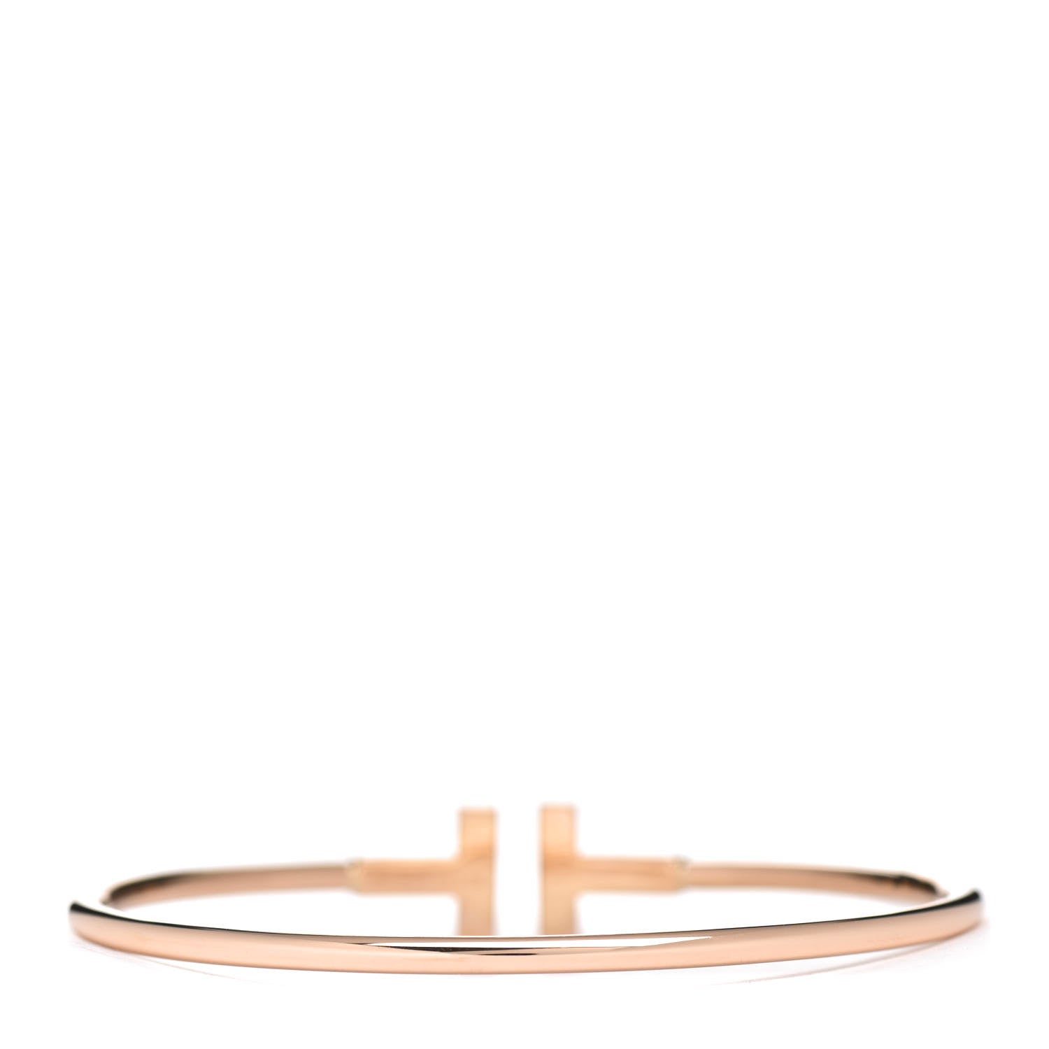Tiffany 18K Rose Gold Diamond T Wire Bracelet 3 of 5