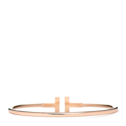 Tiffany 18K Rose Gold Diamond T Wire Bracelet 3 of 5