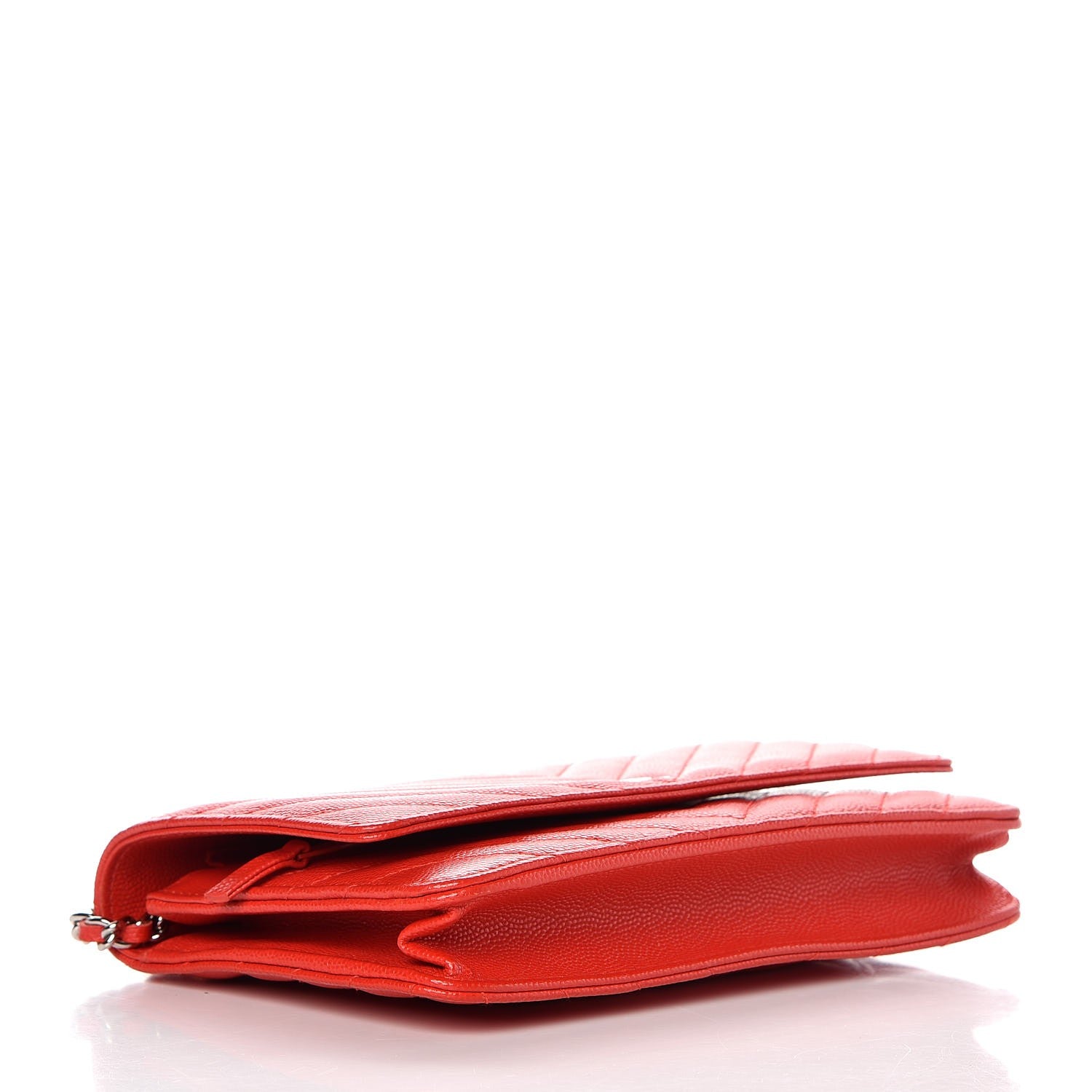 Chanel Caviar Chevron Quilted Wallet On Chain WOC Red 4 of 9