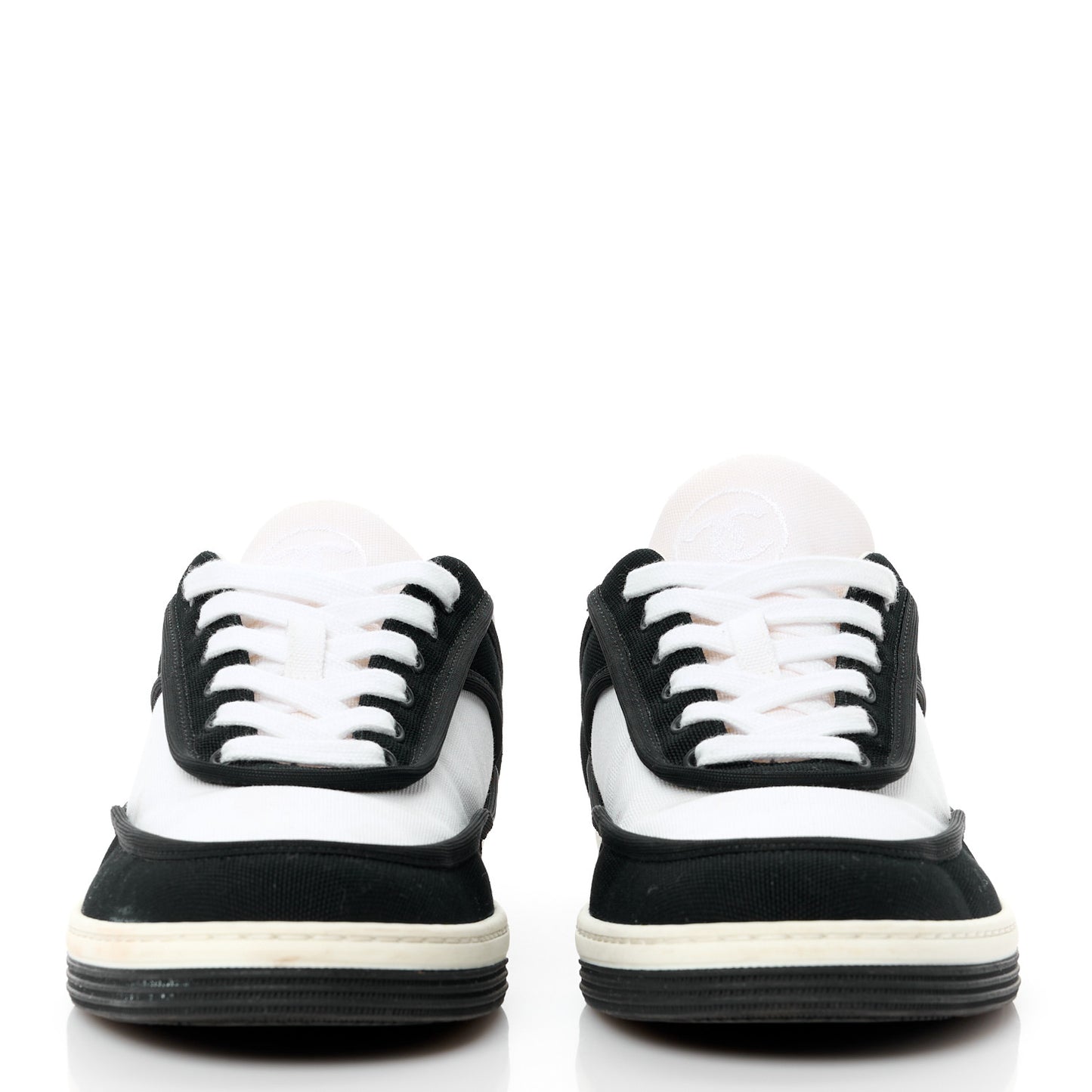 Fabric Womens Logo Sneakers 36.5 Black White
