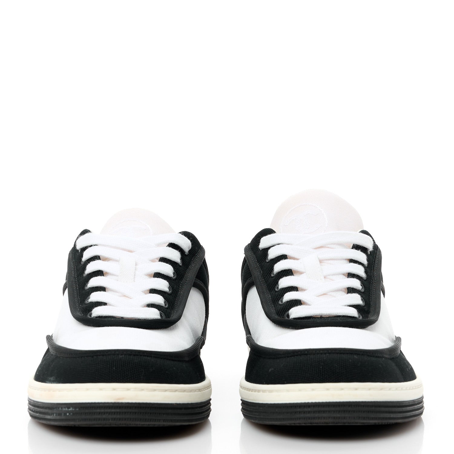 Chanel Fabric Womens Logo Sneakers 36.5 Black White 2 of 10