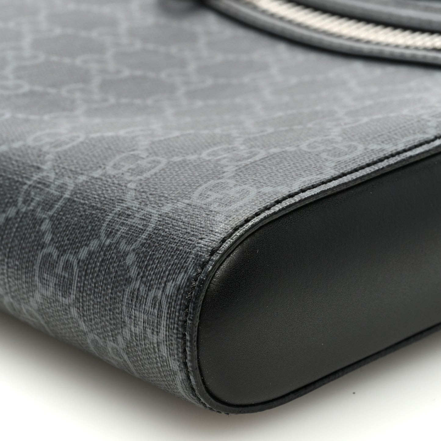 GG Supreme Monogram Web Small Flat Messenger Bag Black Grey
