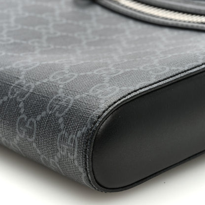 Gucci GG Supreme Monogram Web Small Flat Messenger Bag Black Grey 9 of 10