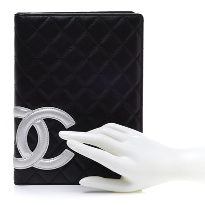 Chanel Calfskin Quilted Large Cambon Agenda Planner Black Silver 2 of 12