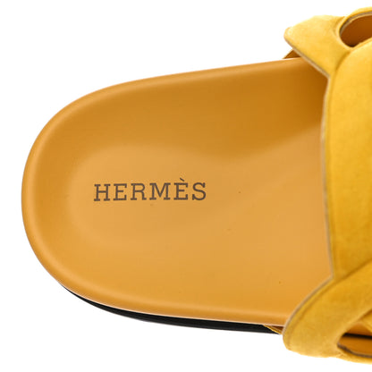 Hermes Suede Goatskin Extra Sandals 38 Jaune Sable 8 of 10