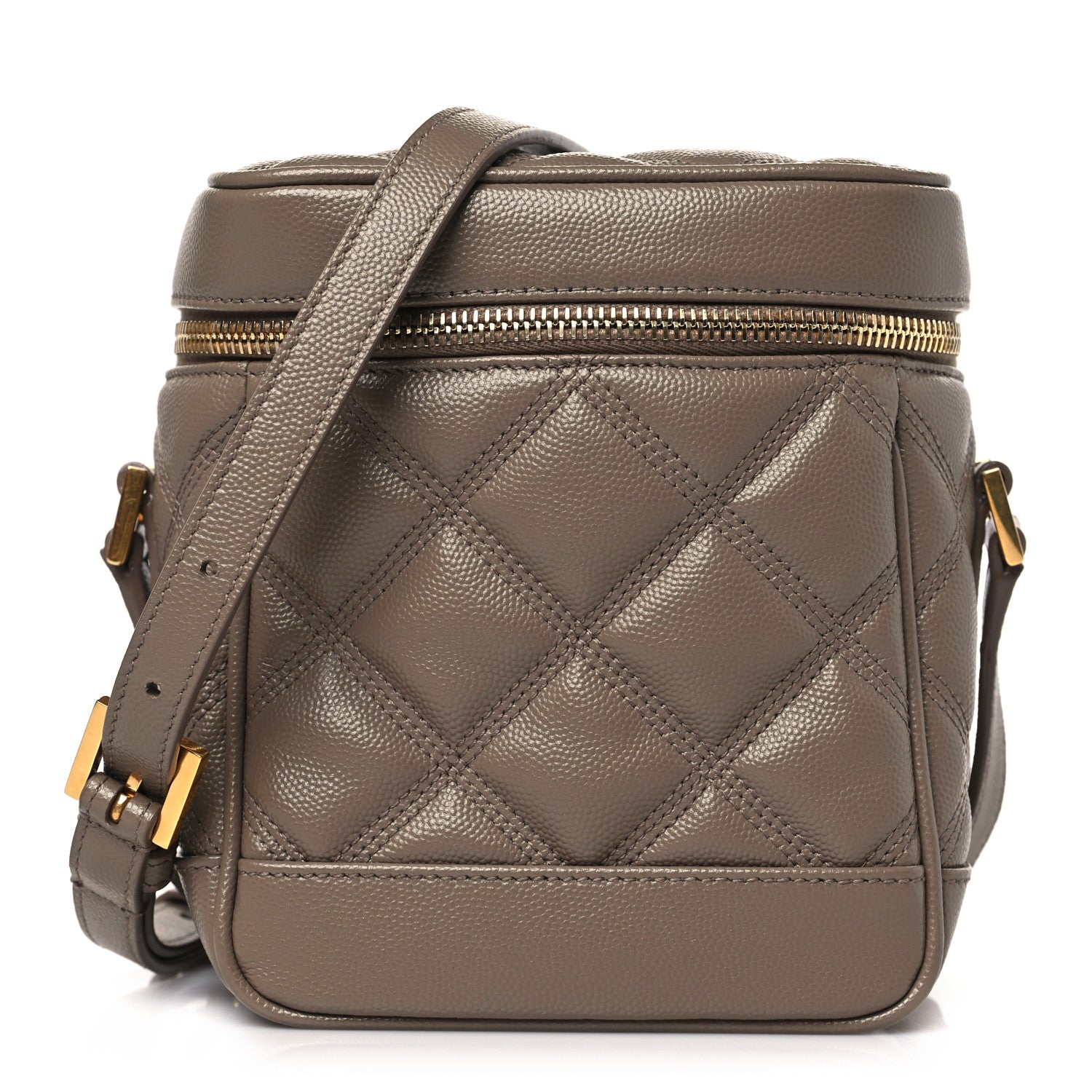 Saint Laurent Grain de Poudre Quilted 80's Vanity Bag Dark Beige 1 of 8