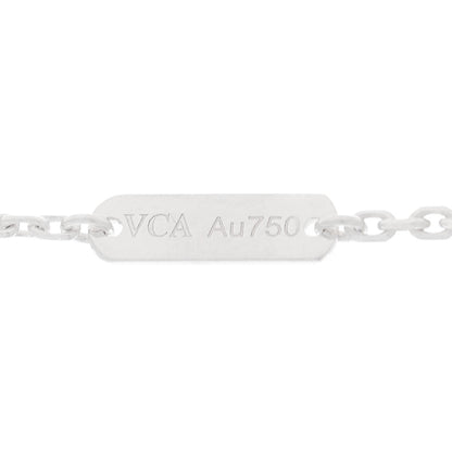 Van Cleef & Arpels 18K White Gold Diamond Celadon Green Sevres Porcelain Vintage Alhambra Pendant Necklace 3 of 4