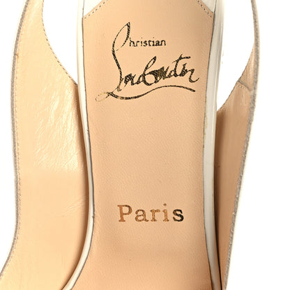 Christian Louboutin Patent YoYo Zeppa 120 Platform Slingback Peep Toe Pumps 37 White 7 of 7
