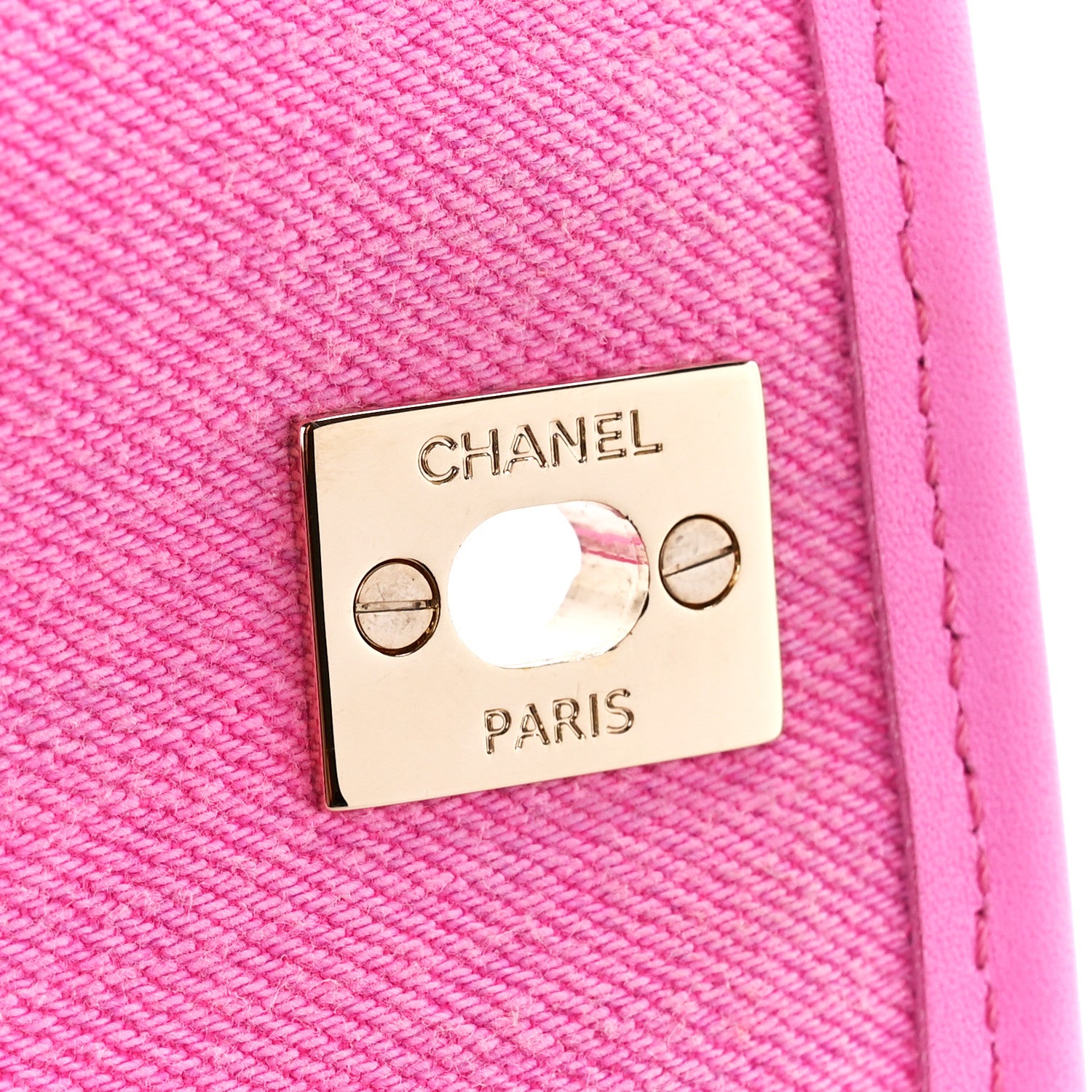 Chanel Denim Quilted Small Messenger Flap Neon Pink 7 of 12