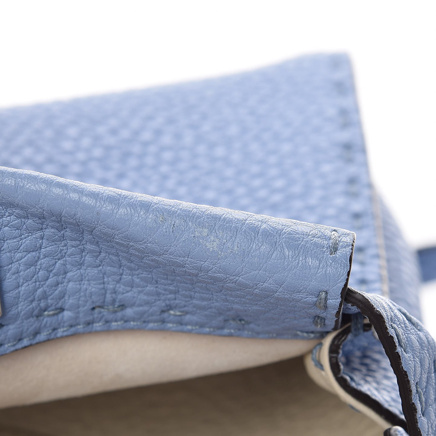 Cuoio Roma Selleria Chamois Bi-Color Mini Peekaboo Iconic Satchel Sky Blue Latte