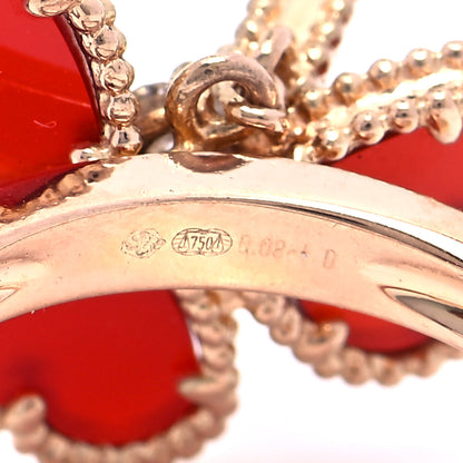 Van Cleef & Arpels 18K Yellow Gold Diamond Carnelian Sweet Alhambra Effeuillage Ring 53 6.5 5 of 5
