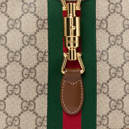 Gucci GG Supreme Monogram Azalea Calfskin Web Small Jackie 1961 Hobo Beige Ebony Brown Sugar 9 of 11
