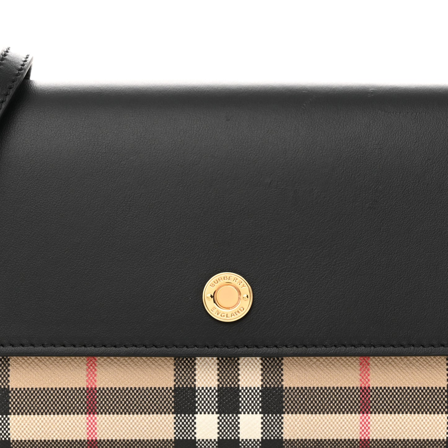 Calfskin Vintage Check Hannah Wallet with Detachable Strap Black