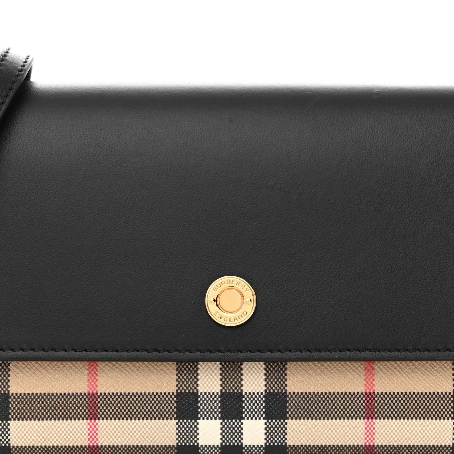 Burberry Calfskin Vintage Check Hannah Wallet with Detachable Strap Black 7 of 11