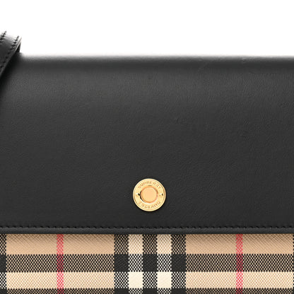 Burberry Calfskin Vintage Check Hannah Wallet with Detachable Strap Black 7 of 11