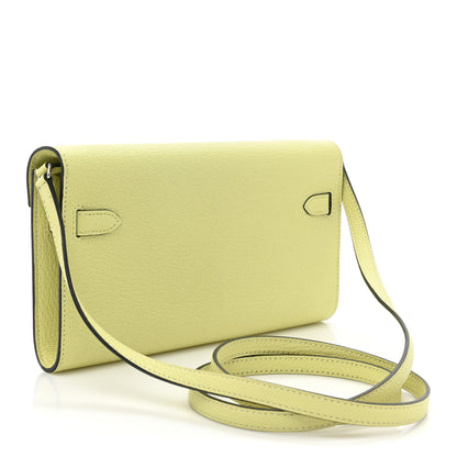 Hermes Chevre Mysore Kelly Wallet To Go Jaune Bourgeon 3 of 11