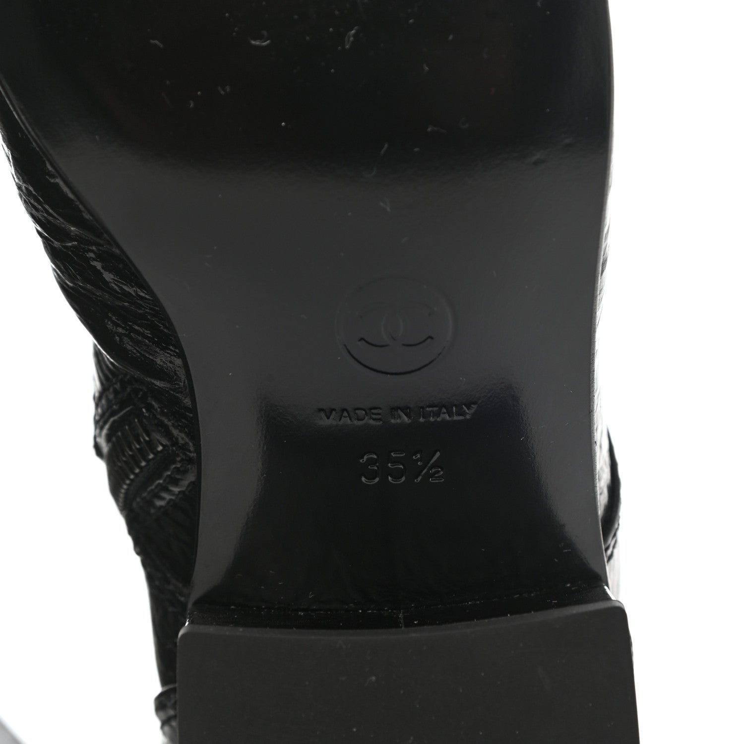Chanel Patent Goatskin Cap Toe CC Lace Up Boots 35.5 Black 6 of 9