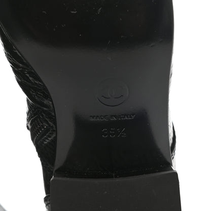 Chanel Patent Goatskin Cap Toe CC Lace Up Boots 35.5 Black 6 of 9