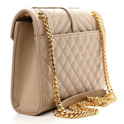 Saint Laurent Grain De Poudre Textured Mixed Matelasse Medium Triquilt Monogram Satchel Dark Beige 3 of 14