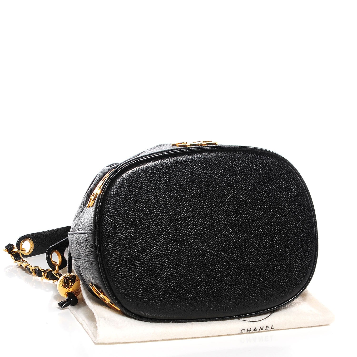 Chanel Caviar CC Drawstring Shoulder Bag Black 4 of 7