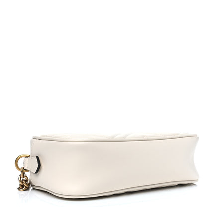 Gucci Calfskin Matelasse Small GG Marmont Chain Shoulder Bag White 3 of 4