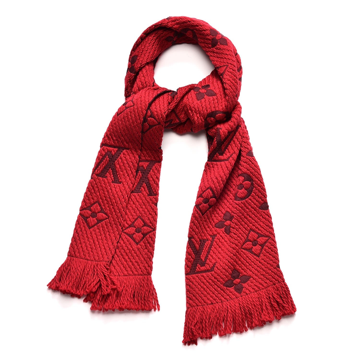 Louis Vuitton Wool Silk Logomania Scarf Rubis 1 of 4