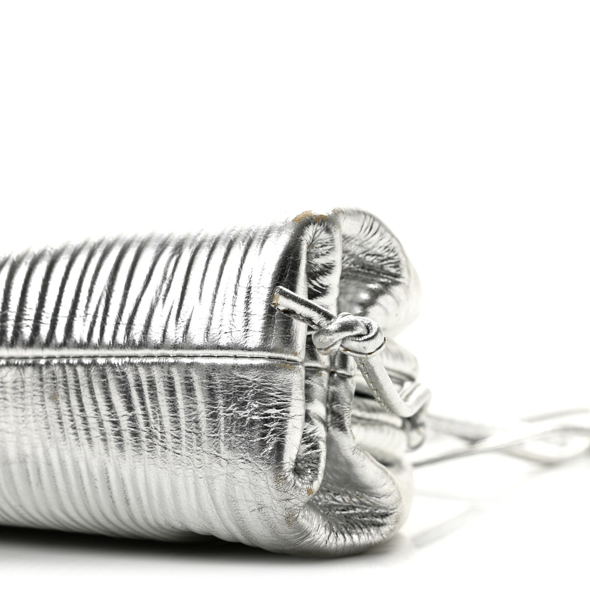 Bottega Veneta Metallic Bark Calfskin The Mini Pouch Silver 10 of 11