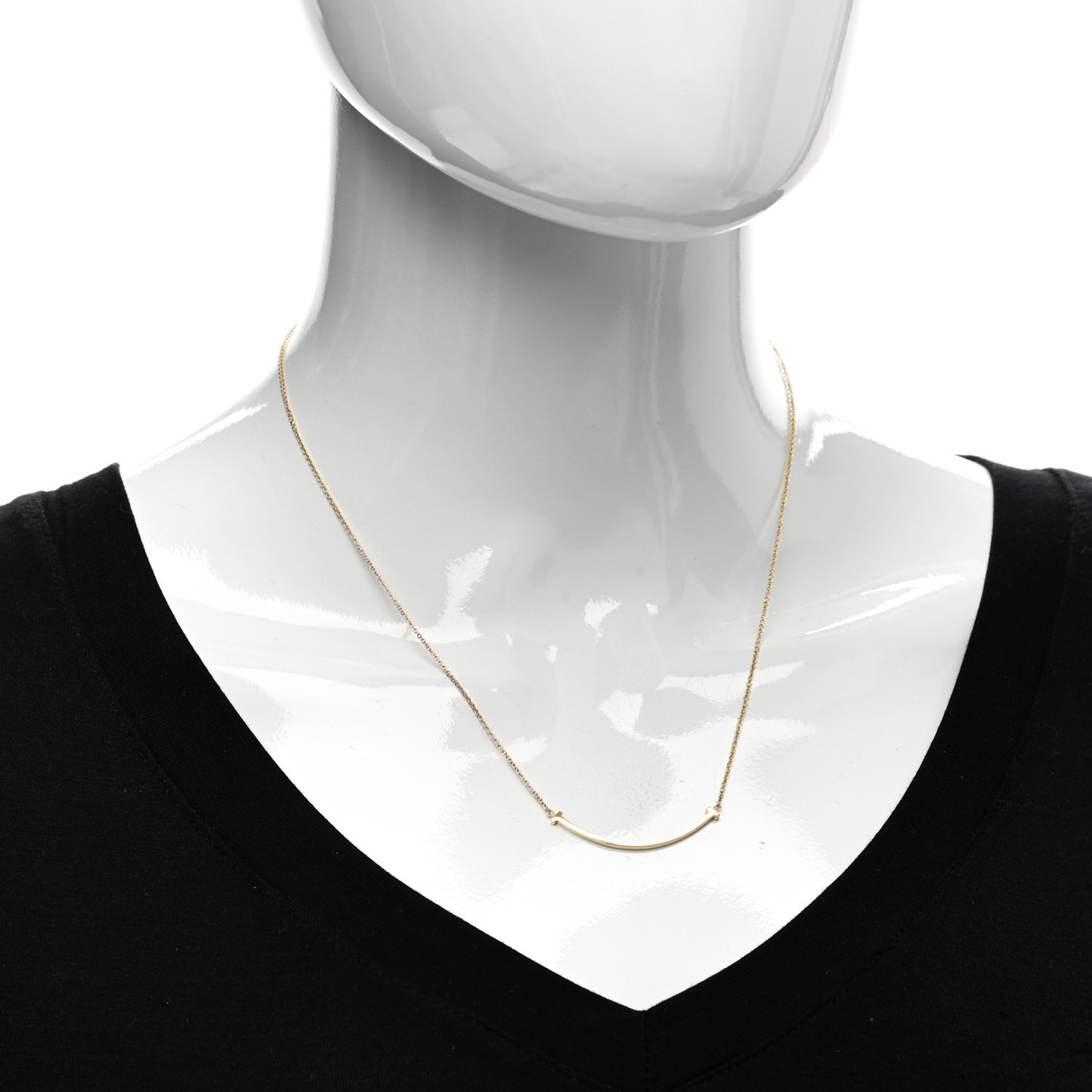 18K Yellow Gold Small T Smile Pendant Necklace
